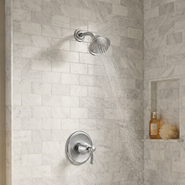 Click here to see  T2182 Moen Dartmoor Posi-Temp Single-Handle Shower Faucet, One-Function, 2.5 GPM, Lever Handle, M-PACT, Chrome - T2182