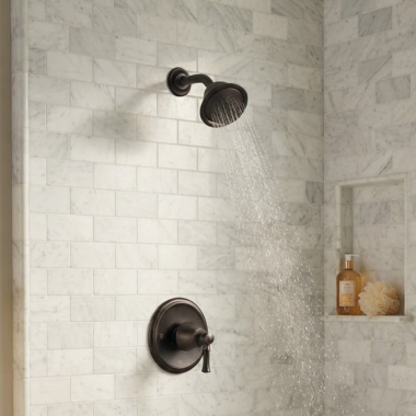 Click here to see  T2182ORB Moen Dartmoor Posi-Temp Single-Handle Shower Faucet, One-Function, 2.5 GPM, Lever Handle, M-PACT, Oil Rubbed Bronze - T2182ORB