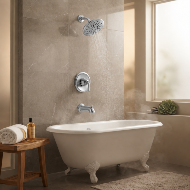 Click here to see  T2283EP Moen Dartmoor Posi-Temp Tub/Shower Faucet with 1.75 Rainshower, 1-Function, Single lever Handle, M-PACT, Chrome - T2283EP