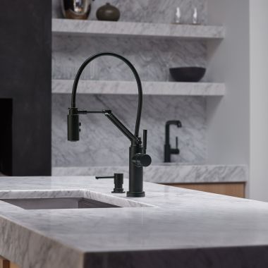 Click here to see Brizo 64221LF-BL Brizo Solna Matte Black Single-Handle Articulating Kitchen Faucet with SmartTouch and MagneDock technology - 64221LF-BL