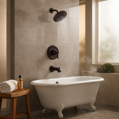 Click here to see  T2283EPORB Moen Dartmoor Posi-Temp Tub/Shower Faucet with 1.75 Rainshower, 1-Function, Single lever Handle, M-PACT, Oil Rubbed Bronze - T2283EPORB