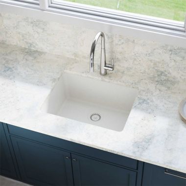 Click here to see Elkay ELXU2522RT0 Elkay Quartz Luxe Ricotta 25in x 19in x 10in Single Bowl Undermount Kitchen Sink, Rear Center Drain - ELXU2522RT0  