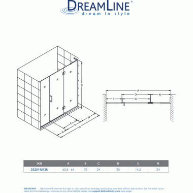 Click here to see DreamLine D32514572R-09 DreamLine Unidoor-X 63 1/2-64
