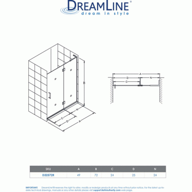 Click here to see DreamLine D32572R-09 DreamLine Unidoor-X 49