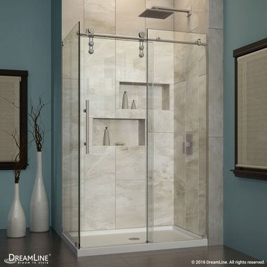 Click here to see DreamLine SHEN-6234600-08 DreamLine SHEN-6234600-08 Enigma-Z Frameless Sliding Shower Enclosure - Polished Stainless Steel