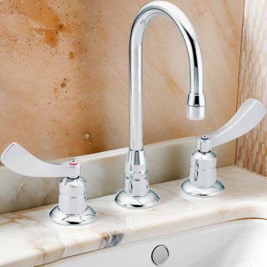 Click here to see Moen 8248SMF12 Moen M-DURA Chrome 8in Bar Faucet with Lever Handles, 1.2 GPM - 8248SMF12 