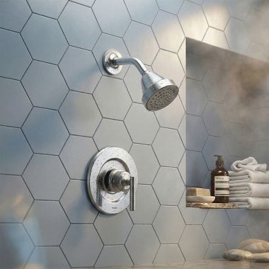 Click here to see  T2902EP Moen Gibson Posi-Temp Single-Handle Shower Faucet, One-Function, 1.75 GPM, Lever Handle, Eco-Performance, M-PACT, Chrome - T2902EP