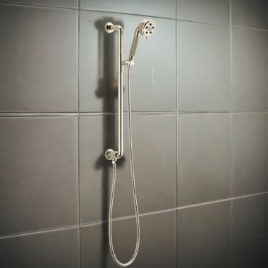 Click here to see Brizo 85735-PN Brizo Litze Slide Bar Hand Shower with 3 Functions, H2OKinetic, WaterSense, 1.75 GPM, Brilliance Polished Nickel - 85735-PN
