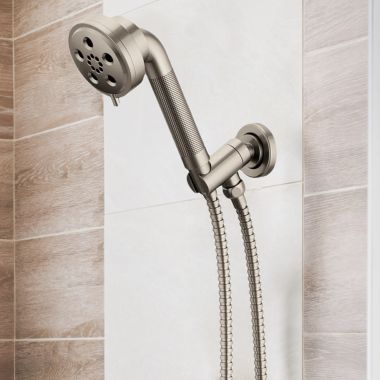 Click here to see Brizo 88835-NK Brizo Litze Wall-Mount Hand Shower with Three Functions, H2OKinetic, 1.75 GPM, WaterSense, Brilliance Luxe Nickel - 88835-NK