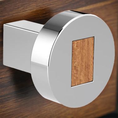 Click here to see Brizo 699235-NKTK Brizo Litze Metal Drawer Knob, Brilliance Luxe Nickel/Teak Wood - 699235-NKTK