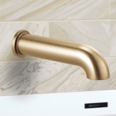 Click here to see Brizo RP81435GL Brizo Essential Linear Round Non-Diverter Tub Spout, Brass, Brilliance Luxe Gold - RP81435GL
