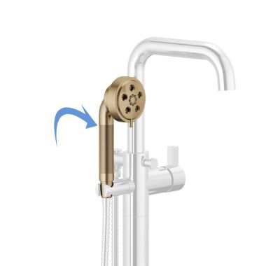 Click here to see Brizo RP90054GL Brizo Litze 3in H2Okinetic Multi-Function Hand Shower with Dual-Check Valve, 1.75 GPM, Round, WaterSense, Brilliance Luxe Gold - RP90054GL