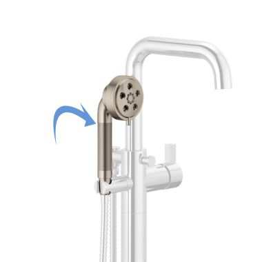 Click here to see Brizo RP90054NK Brizo Litze 3in H2Okinetic Multi-Function Hand Shower with Dual-Check Valve, 1.75 GPM, Round, WaterSense, Brilliance Luxe Nickel - RP90054NK