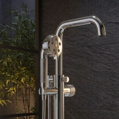 Click here to see Brizo RP90054PC Brizo Litze 3in H2Okinetic Multi-Function Hand Shower with Dual-Check Valve, 1.75 GPM, Round, WaterSense, Polished Chrome - RP90054PC