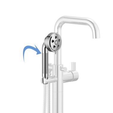 Click here to see Brizo RP90054PC Brizo Litze 3in H2Okinetic Multi-Function Hand Shower with Dual-Check Valve, 1.75 GPM, Round, WaterSense, Polished Chrome - RP90054PC