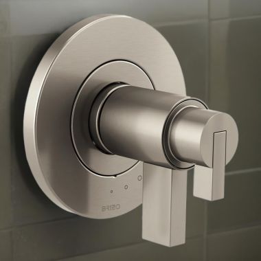 Click here to see Brizo T60035-NKLHP Brizo Litze TempAssure Thermostatic Two-Handle Valve Trim, Less Handles, Brilliance Luxe Nickel - T60035-NKLHP