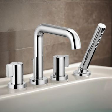 Click here to see Brizo T67435-PCLHP Brizo Litze Two-Handle Deck-Mount Roman Tub Faucet Trim with H2Okinetic Handshower, 1.75 GPM, 4-Hole, Polished Chrome - T67435-PCLHP
