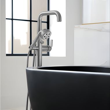 Click here to see Brizo T70135-PCLHP Brizo Litze Single-Handle Freestanding Tub Filler with H2Okinetic Hand Shower, Single-Hole, 1.75 GPM, WaterSense, Polished Chrome - T70135-PCLHP