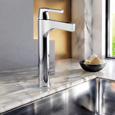 Click here to see  774-DST Delta Zura Vessel Lavatory Faucet, Less Drain, 1.2 GPM, WaterSense, DIAMOND Seal, Polished Chrome - 774-DST 