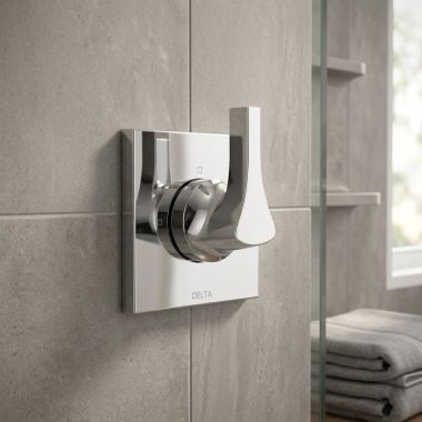 Click here to see Delta T11874 Delta Zura 3-Function Diverter Trim, 2-Port, Chrome - T11874