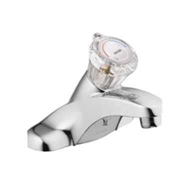 Click here to see Moen WS84500 Moen Adler Single-Handle Low Arc Chrome Centerset Lavatory Faucet, 1.2 GPM, Clear Knob Handle, WaterSense, Three-Hole, Metal - WS84500