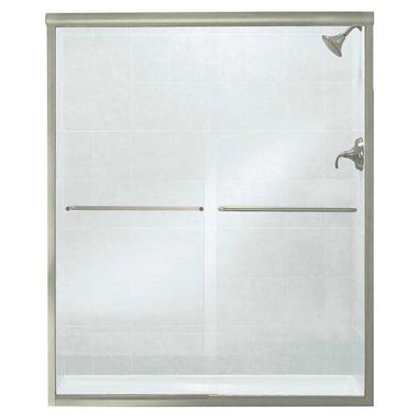 Click here to see Sterling 5475-59N-G05 Sterling Finesse 5400 Frameless Bypass Bath Door, 59-5/8 in W X 70-1/16 in H, Nickel