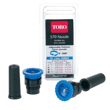 Click here to see Toro 53735 Toro 570 Adjustable Variable Arc Sprinkler Nozzle, 10 ft Radius, Male Thread, Plastic