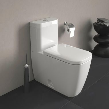 Click here to see  2121010001 DURAVIT Happy D.2 0.92/1.32 GPF Dual Flush One-Piece Floor Mounted Elongated Toilet with Top Flush Button, Less Seat, White - 2121010001