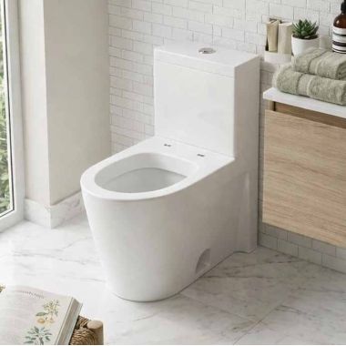 Click here to see Duravit 2133510005 DURAVIT Starck 2 1.28 GPF One-Piece Floor Mounted Elongated Toilet with Top Flush Button, Less Seat, White - 2133510005