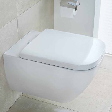 Click here to see  2222090092 DURAVIT Happy D.2 Dual Flush One-Piece Wall Mounted Washdown Rimless Elongated Toilet, Less Seat, White - 2222090092