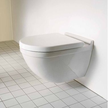Click here to see  2226090092 DURAVIT Starck 3 0.8/1.6 GPF Dual Flush One-Piece Wall-Mounted Elongated Toilet Bowl, Less Seat, White - 2226090092