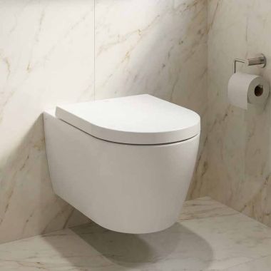 Click here to see  2529092092 DURAVIT ME by Starck 0.8/1.28 GPF One-Piece Wall Mounted Rimless Elongated Toilet Bowl with Wall-Hand Lever, Less Seat, White - 2529092092