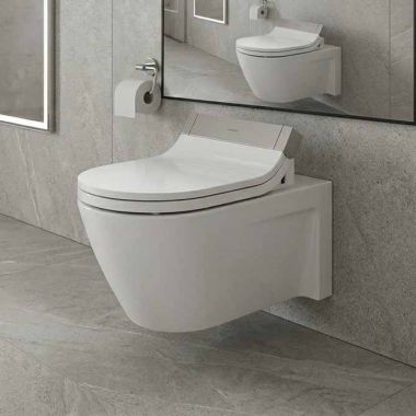Click here to see Duravit 2533590092 DURAVIT Starck 2 Dual Flush One-Piece Wall Mounted Elongated Toilet Bowl, Less Seat, White - 2533590092