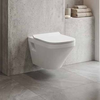 Click here to see  2538090092 DURAVIT DuraStyle 0.8/1.6 GPF Dual Flush One-Piece Wall Mounted Rimless Elongated Toilet, White - 2538090092