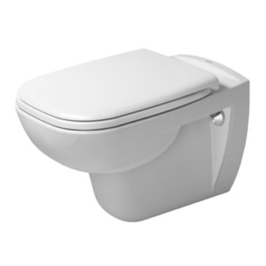 Click here to see Duravit 25700920922 Duravit 25700920922 D-Code Dual Flush One-Piece Wall Mounted Rimless Elongated Toilet in White Finish - HygieneGlaze