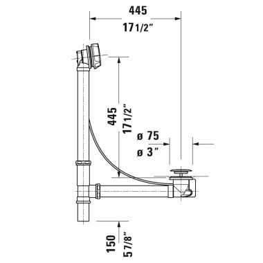 Click here to see Duravit 791255000001000 DURAVIT Brass Cable-Driven Waste and Overflow Drain for Bathtub, Chrome - 791255000001000