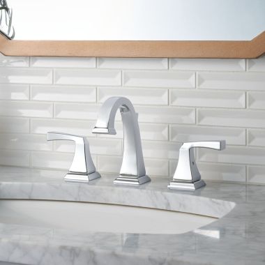 Click here to see Delta 3551LF Delta Dryden Two Handle Widespread Bathroom Faucet, Metal Pop-Up, 1.2 GPM, Chrome - 3551LF