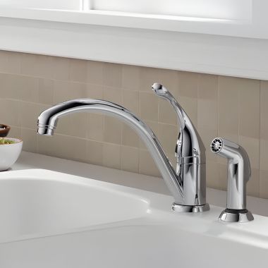 Click here to see Delta 441-DST Delta Collins Single Handle Kitchen Faucet w/ Side Spray, Chrome - 441-DST