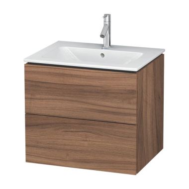 Click here to see Duravit LC624007979 Duravit L-Cube 24-3/8in Wall-Mount Single Bathroom Vanity Cabinet with Two Drawers for ME by Starck 233663 Wash Basin, Natural Walnut (Decor) - LC624007979 
