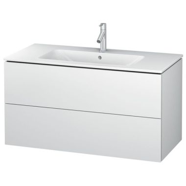 Click here to see Duravit LC624201818 Duravit L-Cube 40-1/8in Wall-Mount Single Bathroom Vanity Cabinet with Two Drawers for ME by Starck 233610 Wash Basin, White Matte - LC624201818 