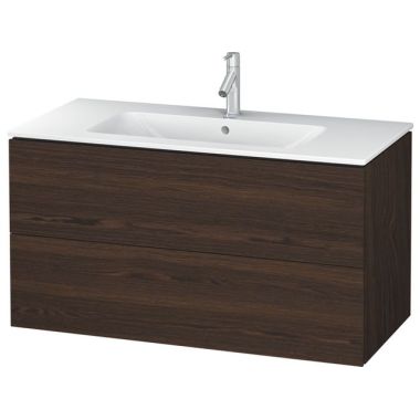 Click here to see Duravit LC624206969 Duravit L-Cube 40-1/8in Wall-Mount Single Bathroom Vanity Cabinet with Two Drawers for ME by Starck 233610 Wash Basin, Brushed Walnut (Real Wood Veneer) - LC624206969
