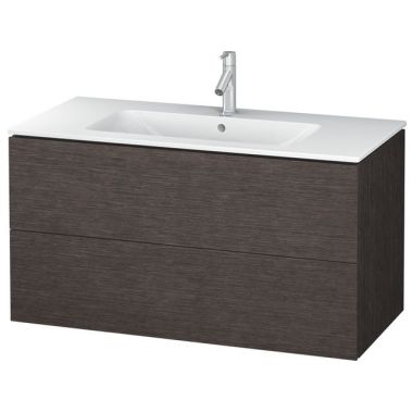 Click here to see Duravit LC624207272 Duravit L-Cube 40-1/8in Wall-Mount Single Bathroom Vanity Cabinet with Two Drawers for ME by Starck 233610 Wash Basin, Brushed Dark Oak (Real Wood Veneer) - LC624207272