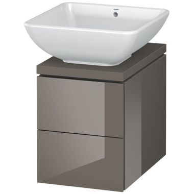 Click here to see Duravit LC681808989 Duravit LC681808989 L-Cube 2-Drawer Bathroom Vanity, Flannel Grey High Gloss Lacquer