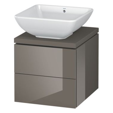 Click here to see Duravit LC681908989 Duravit LC681908989 L-Cube 2-Drawer Bathroom Vanity, Flannel Grey High Gloss Lacquer
