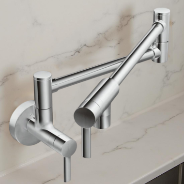 Click here to see Moen S665 Moen Two-Handle Pot Filler Faucet w/ Dual Jointed Swing Arm, 5.5 GPM, Chrome - S665