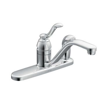 Click here to see Moen 7052 Moen Banbury Single-Handle Kitchen Faucet w/ Spray in Deck Plate, Chrome - 7052
