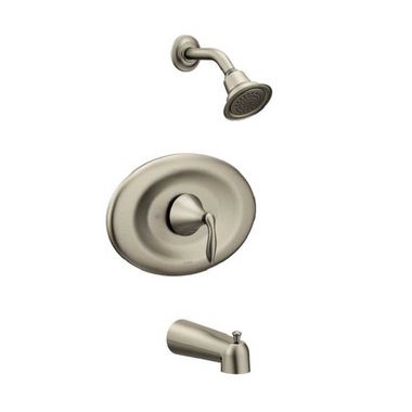 Click here to see Moen T2137EPBN Moen Eva Posi-Temp Tub/Shower Faucet, 1.75 GPM, 1-Function, Single Lever Handle, M-PACT, Eco-Performance, Brushed Nickel - T2137EPBN