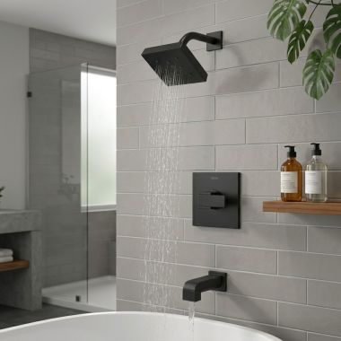 Click here to see DELTA FAUCETS COMPANY T14467-BL Delta Ara Monitor 14 Series H2Okinetic Tub/Shower Faucet with Single-Setting Showerhead, 1.75 GPM, Matte Black - T14467-BL