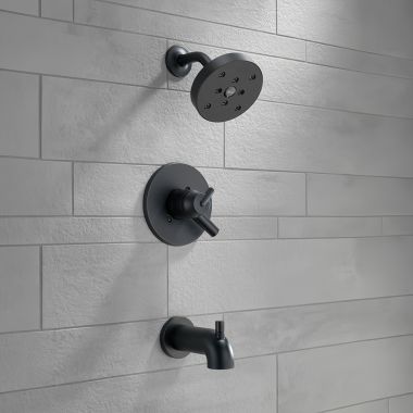 Click here to see  T17459-BL Delta Trinsic Monitor 17 Series H2Okinetic Tub/Shower Faucet with Volume Control, 1.75 GPM, Matte Black - T17459-BL