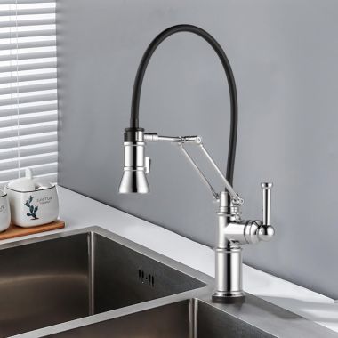 Click here to see Brizo 64225LF-PC Brizo Artesso Single-Handle Articulating Kitchen Faucet w/ 2-Function Sprayer, SmartTouch, MagneDock, 1.8 GPM, Polished Chrome - 64225LF-PC